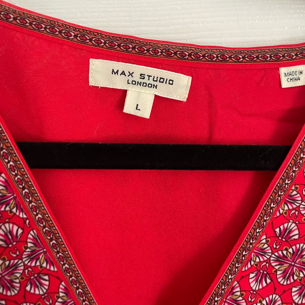 NWT Max Studio geometric floral red print dress - Picture 2 of 4